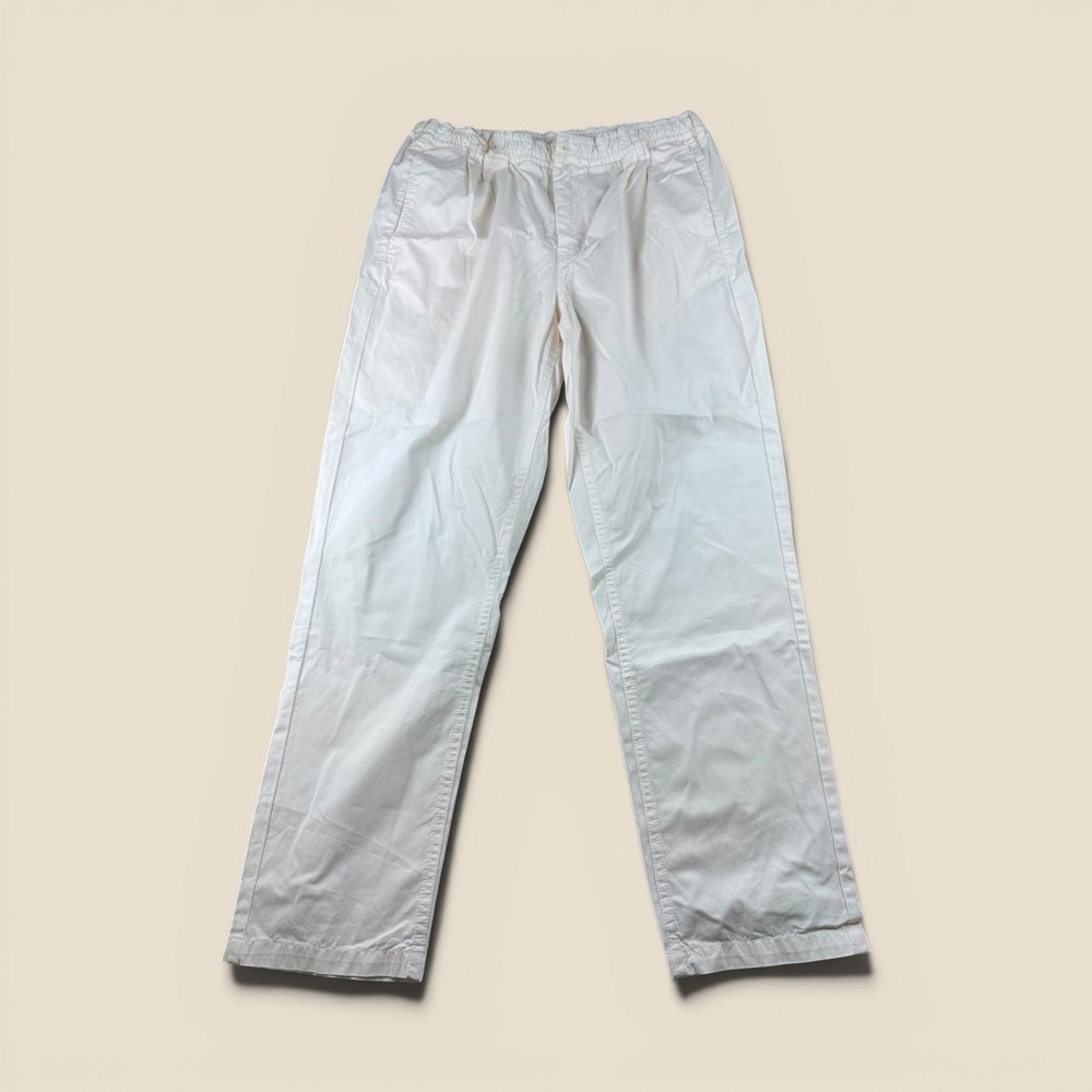 Edmmond Studios Chino Pants Men 46 White Solid Elastic Waist Resortwear Summer